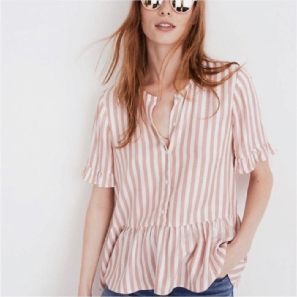 Madewell Striped Peplum Blouse